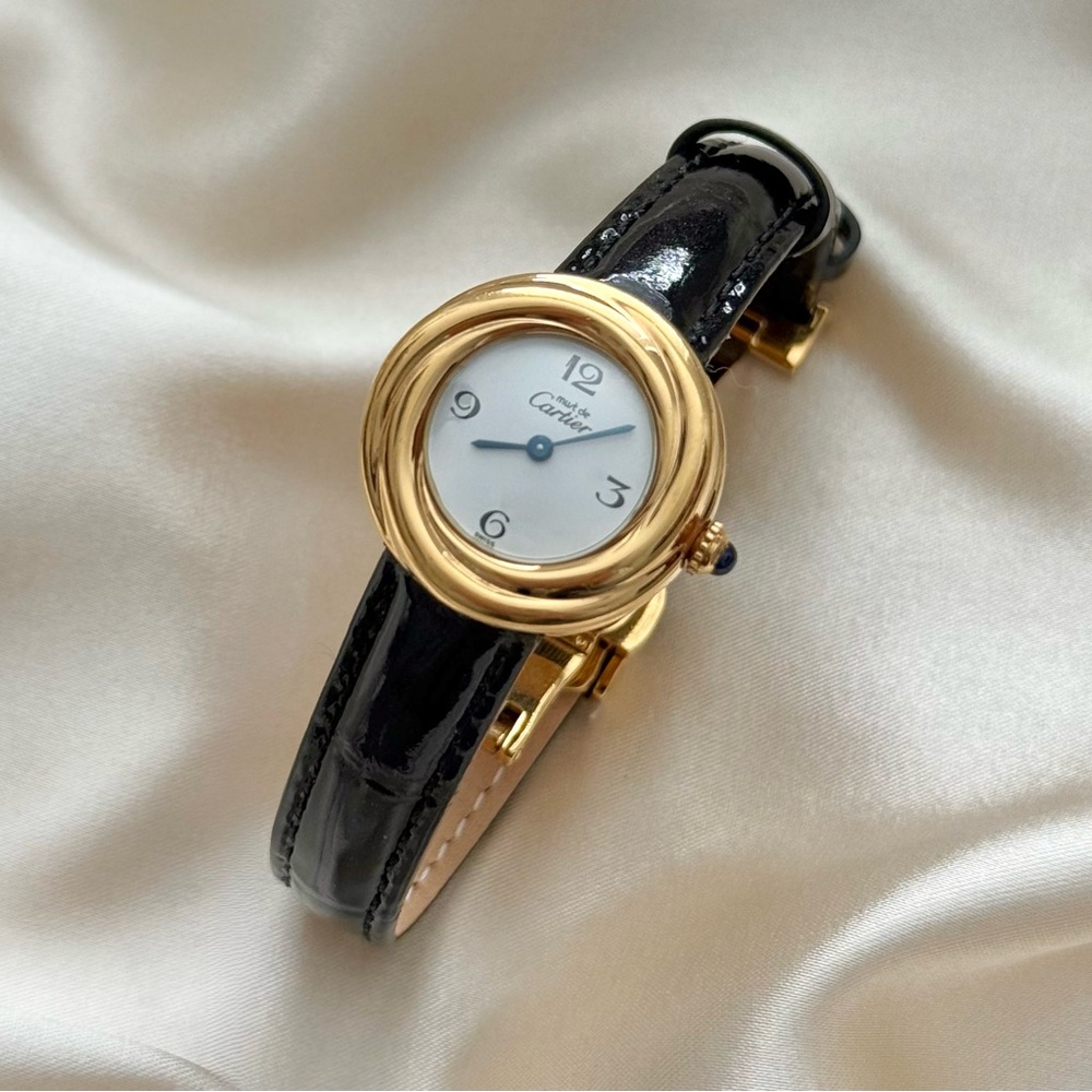 AUTHENTIC RARE VINTAGE CARTIER TRINITY WATCH - WITH BOX & EXTRA LEATHER STRAPS - Picture 3 of 15